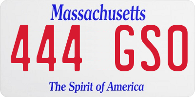 MA license plate 444GS0