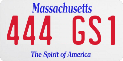 MA license plate 444GS1