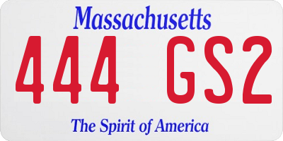 MA license plate 444GS2