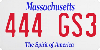 MA license plate 444GS3