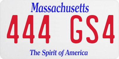 MA license plate 444GS4
