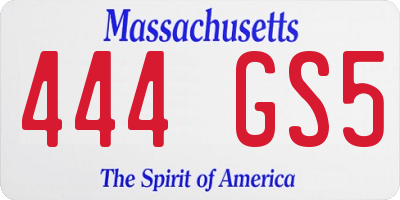 MA license plate 444GS5