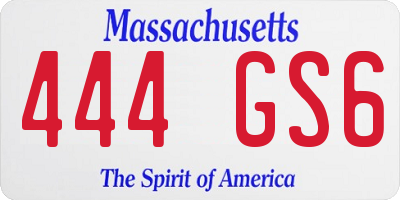 MA license plate 444GS6