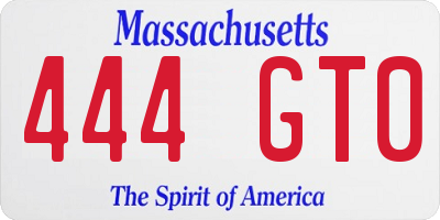 MA license plate 444GT0