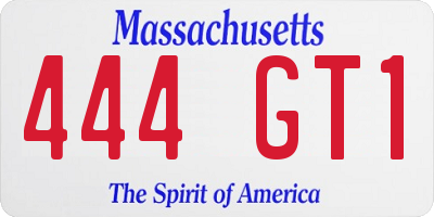 MA license plate 444GT1