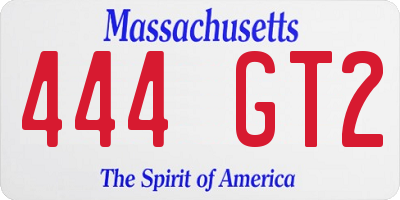 MA license plate 444GT2