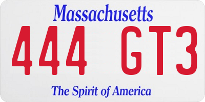 MA license plate 444GT3