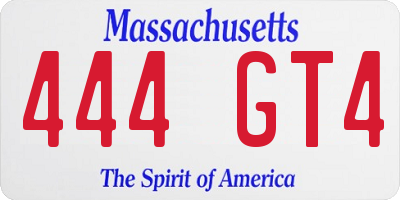 MA license plate 444GT4