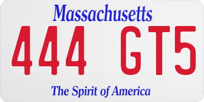 MA license plate 444GT5