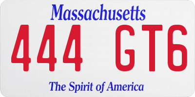 MA license plate 444GT6