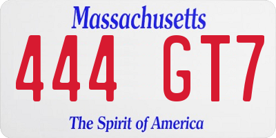 MA license plate 444GT7