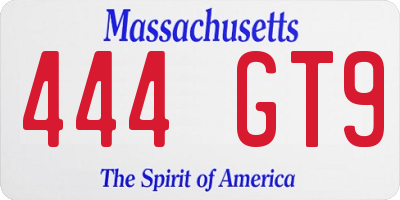 MA license plate 444GT9