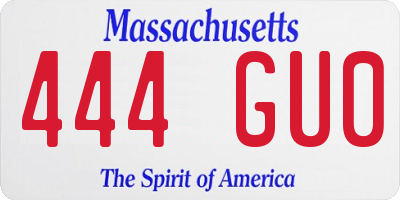 MA license plate 444GU0