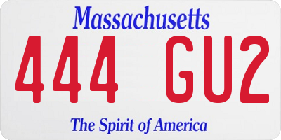 MA license plate 444GU2