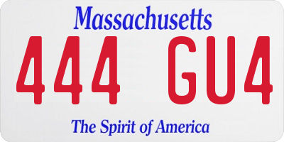 MA license plate 444GU4