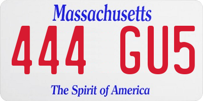 MA license plate 444GU5