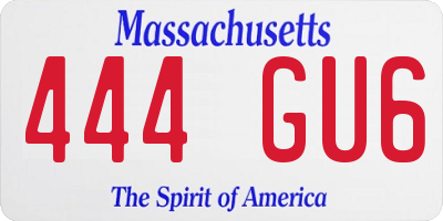 MA license plate 444GU6