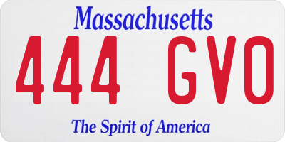 MA license plate 444GV0