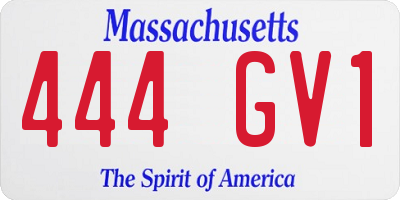 MA license plate 444GV1
