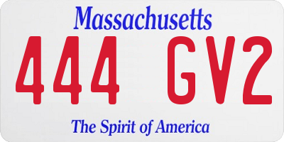 MA license plate 444GV2