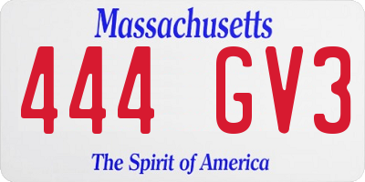 MA license plate 444GV3
