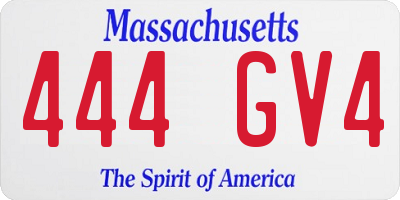 MA license plate 444GV4