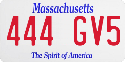 MA license plate 444GV5
