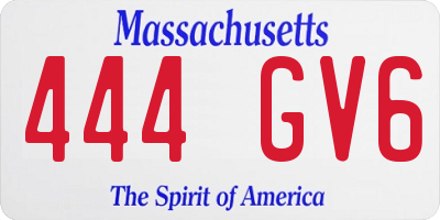 MA license plate 444GV6