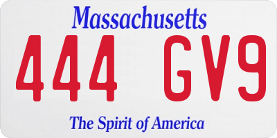 MA license plate 444GV9