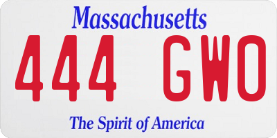 MA license plate 444GW0