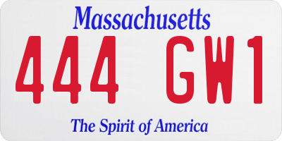 MA license plate 444GW1