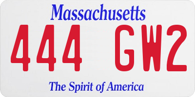 MA license plate 444GW2