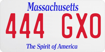 MA license plate 444GX0