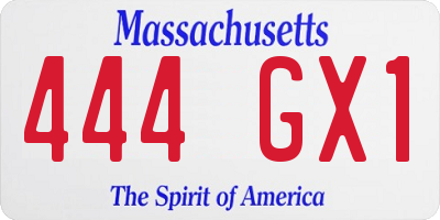 MA license plate 444GX1