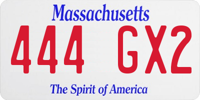 MA license plate 444GX2