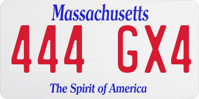 MA license plate 444GX4