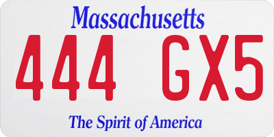 MA license plate 444GX5