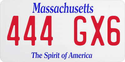 MA license plate 444GX6