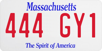 MA license plate 444GY1
