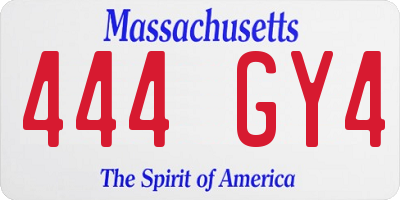 MA license plate 444GY4
