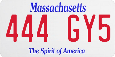 MA license plate 444GY5