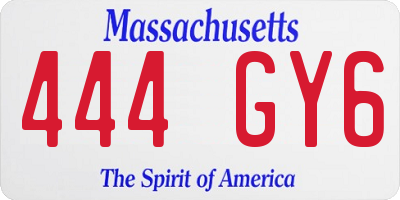 MA license plate 444GY6