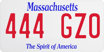 MA license plate 444GZ0
