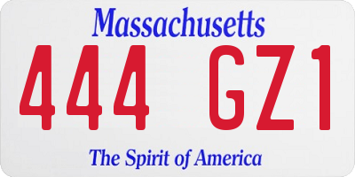 MA license plate 444GZ1