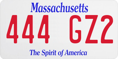 MA license plate 444GZ2