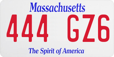 MA license plate 444GZ6