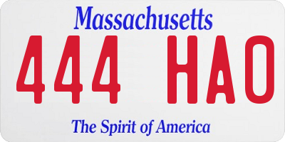 MA license plate 444HA0