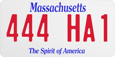 MA license plate 444HA1