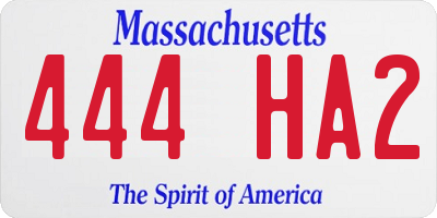 MA license plate 444HA2