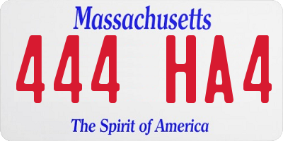 MA license plate 444HA4